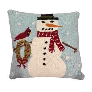 Peking Wool Decorative Throw Pillow Snowman Wreath Cardinal